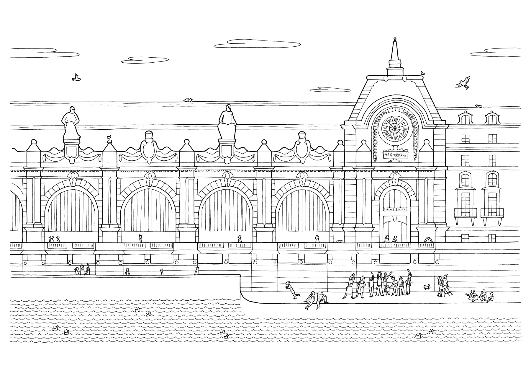 LE MUSÉE D'ORSAY, ink fineliners on paper, 42 x 29,7 cm, 2015