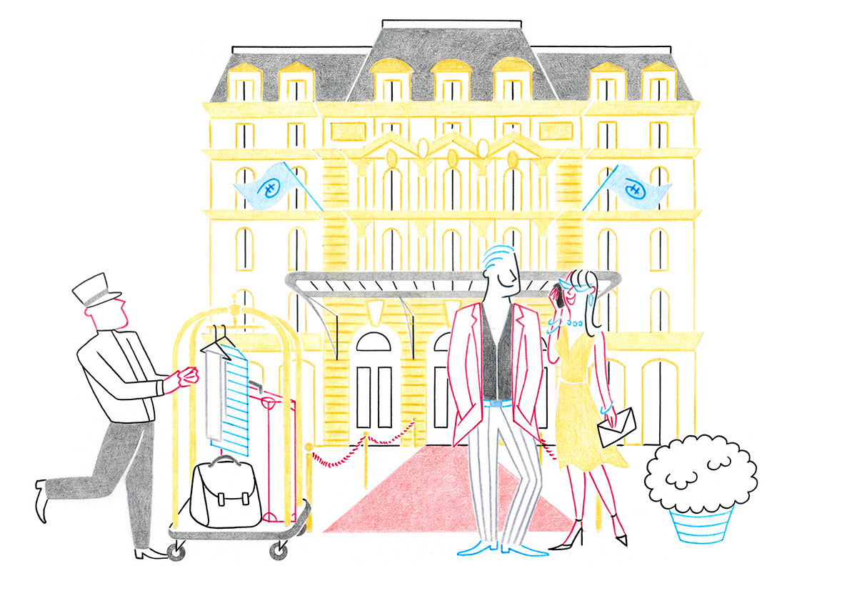 HILTON HOTEL, pencils and fineliners on paper, 29,7 x 21 cm, 2016