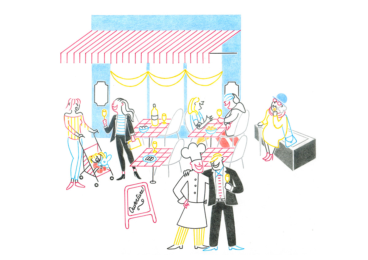 RESTAURANT, pencils and fineliners on paper, 29,7 x 21 cm, 2016