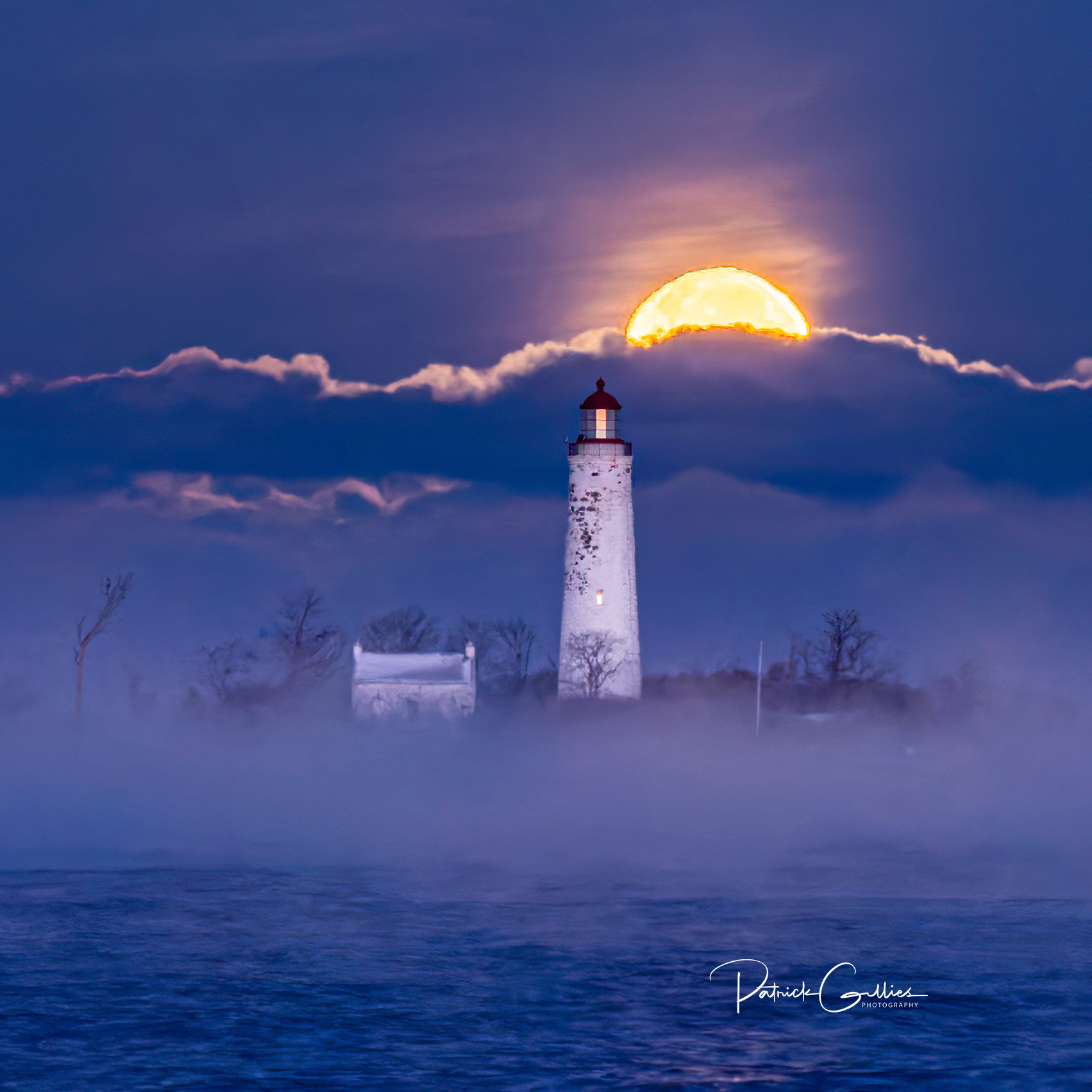 Misty Morning Moonset