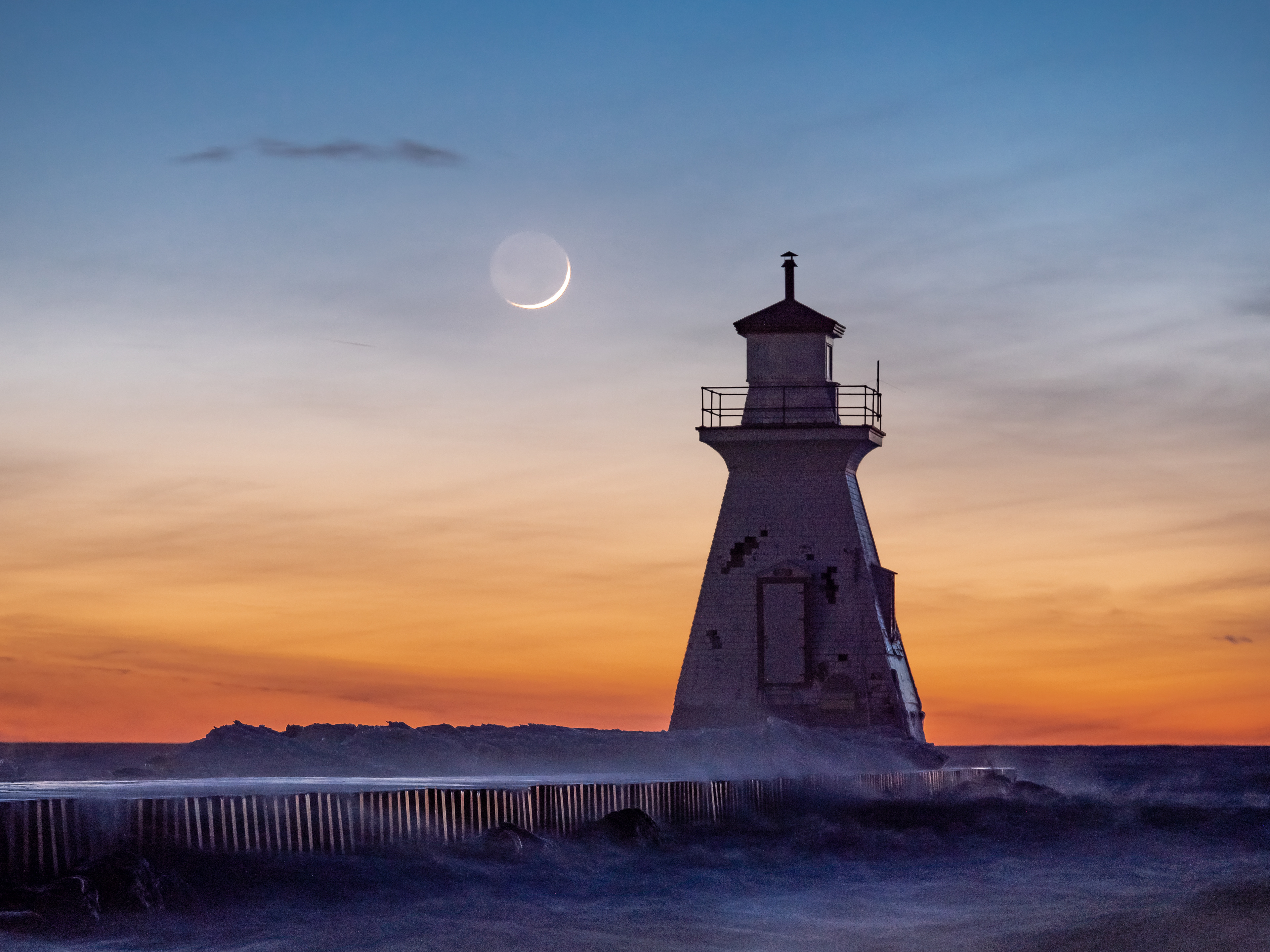 New Moonset at the Lighthouse