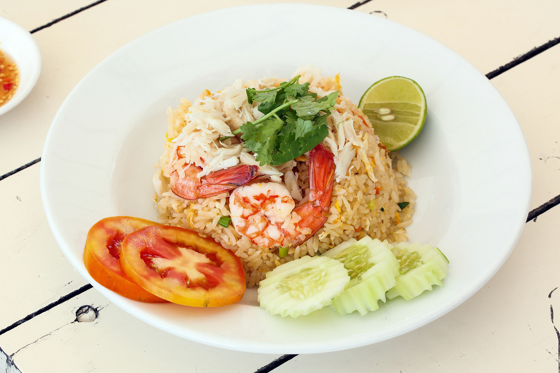 Seafood Fried Rice Thai style with brawn calamari cuttlefish crab