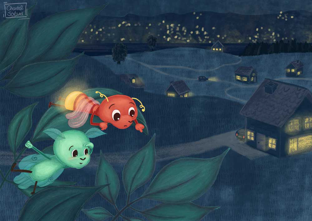 doublepage spread for "The Night Lights"
