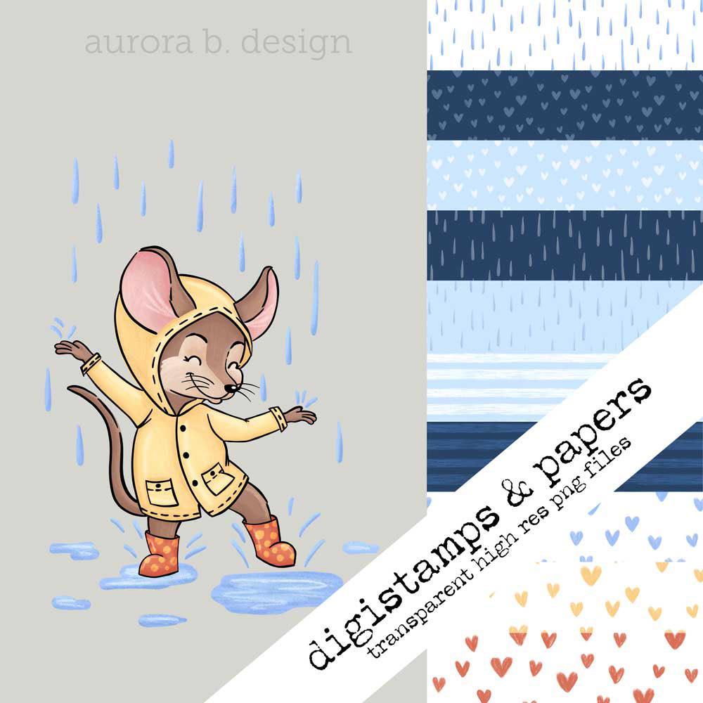 DigiStamp ClipArt Mouse Maus Regen Rain