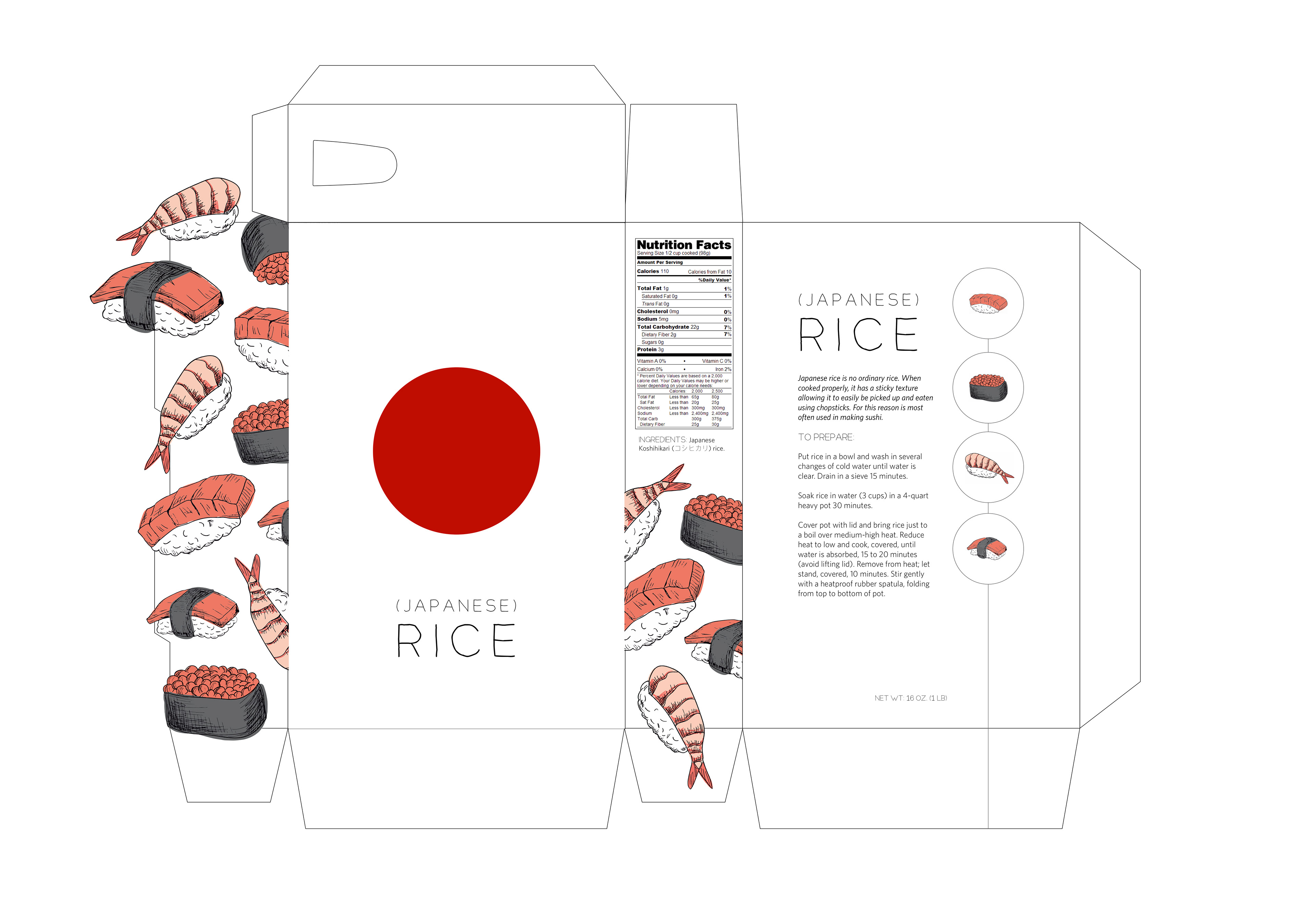 rice packaging dieline