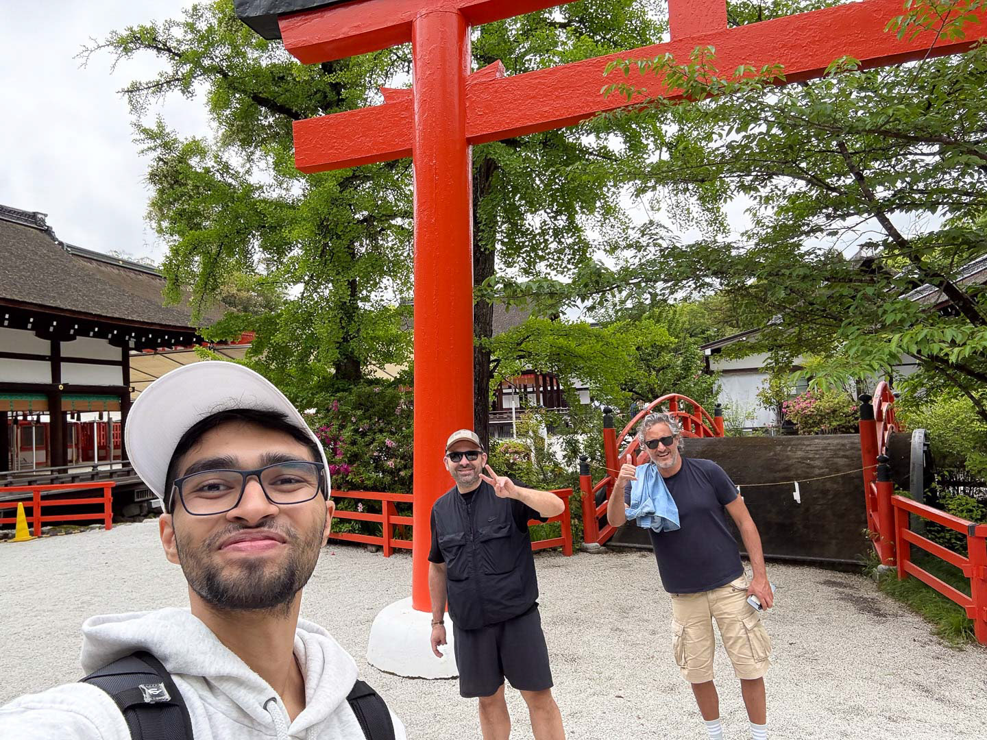 Italian guests enjoying hidden gem shrine tour in Kyoto