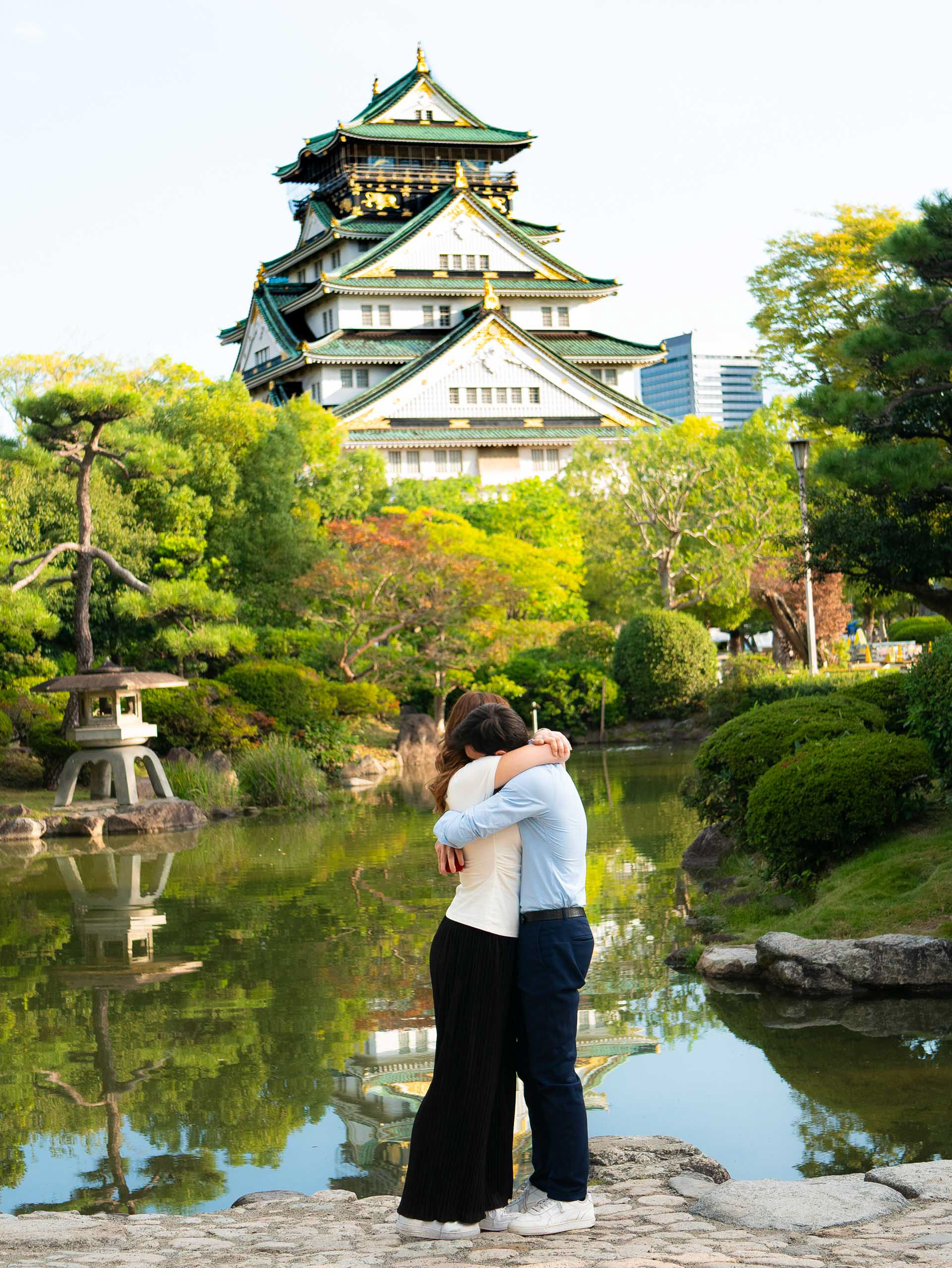 Osaka Castle surprise proposal photoshoot success for European clients, shot by Paren Creates