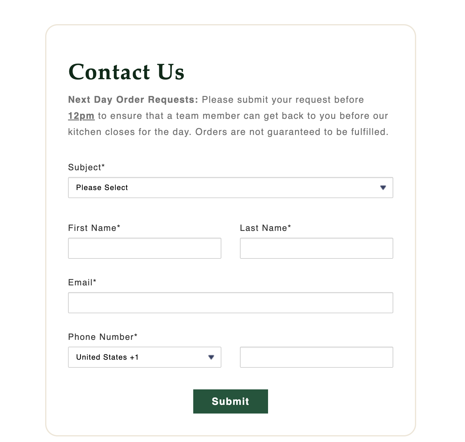 Contact Us Form