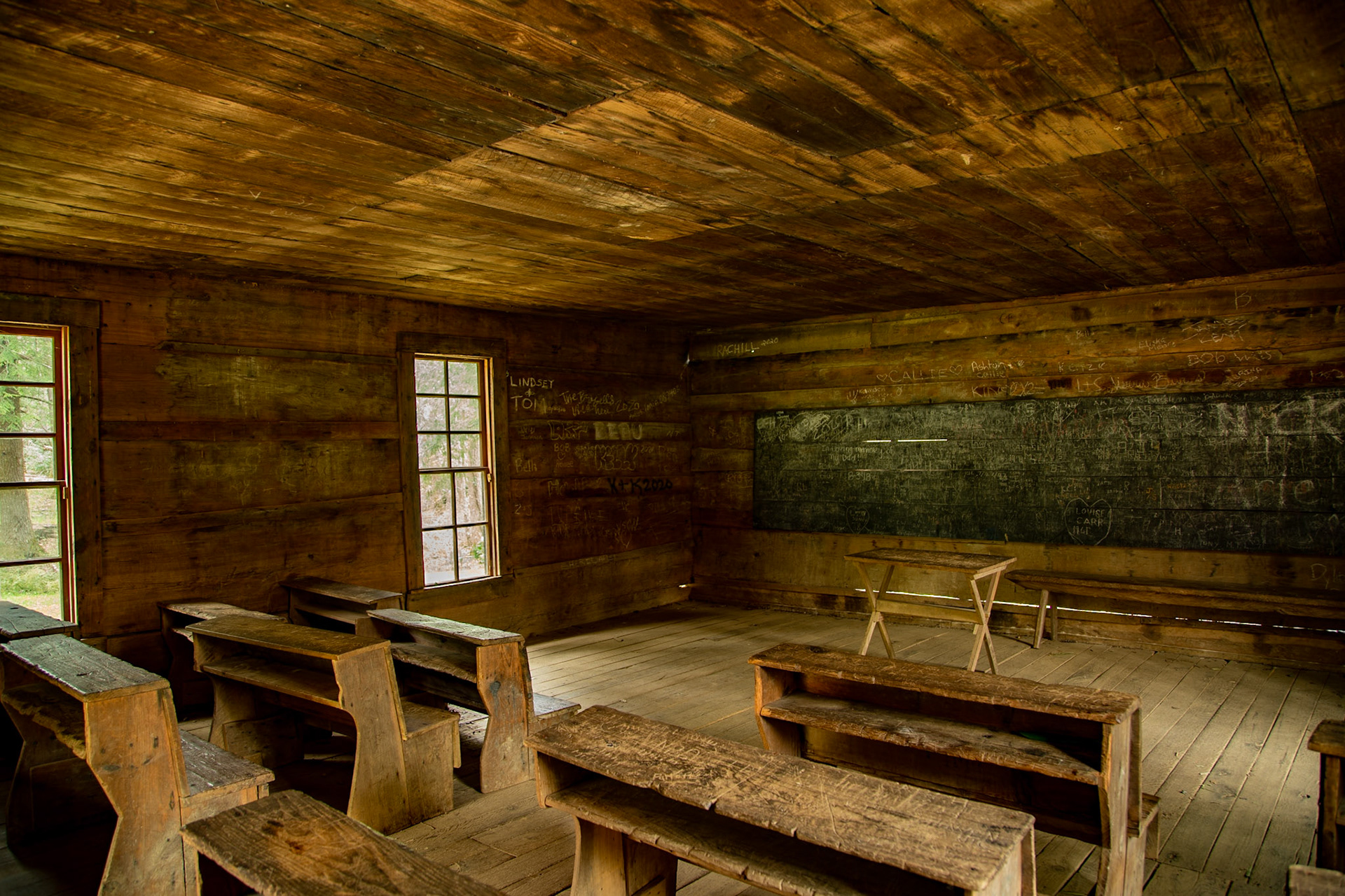 Little Greenbriar School, preserved in Great Smoky Mountains National Park - It reminds me that my father (born in 1903) attended a similar school. My mother and aunt taught in schools that were only slight upgrades before 1940.