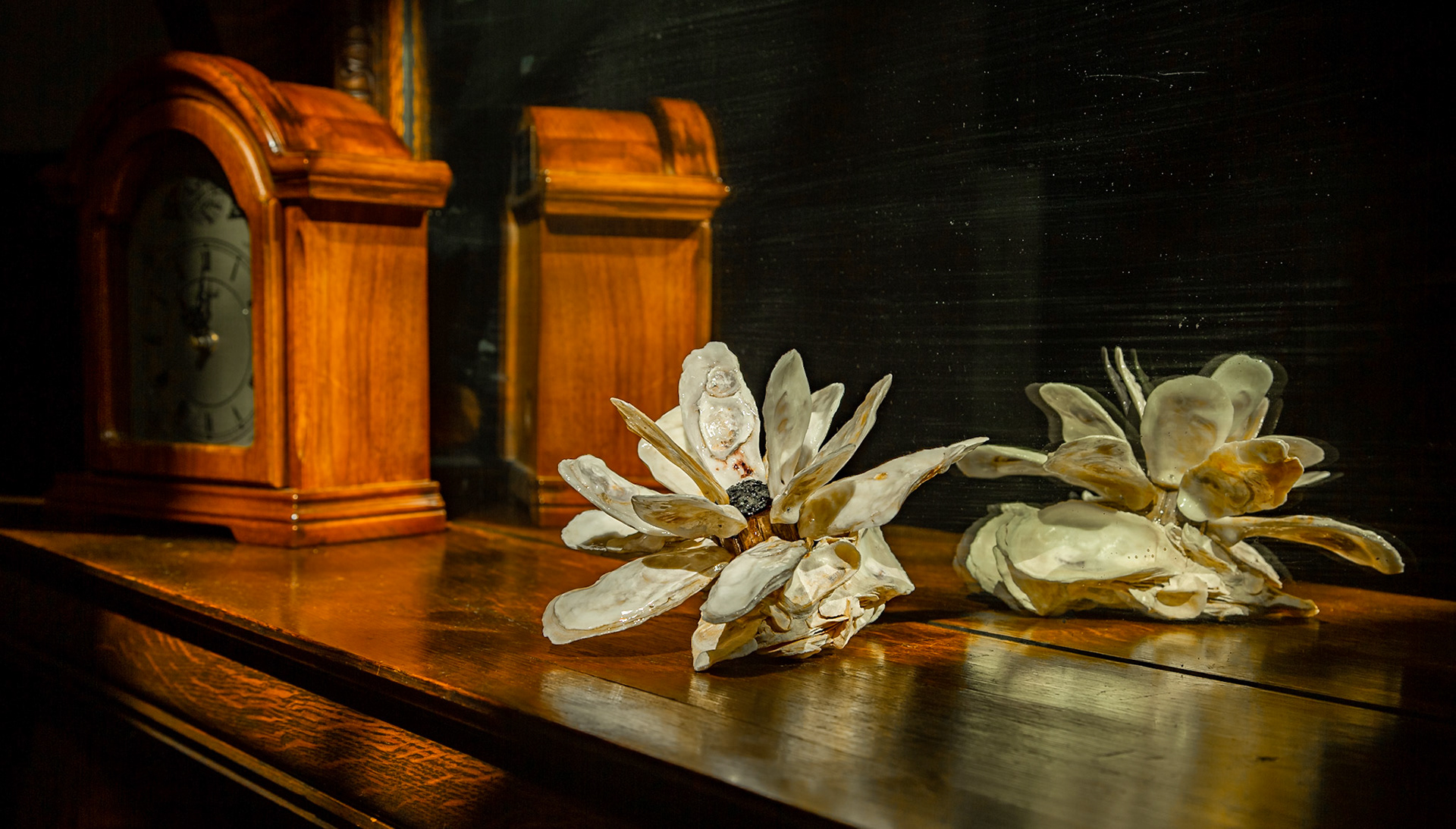 In 2018, Christie found this in a shop at Jekyll Island. It found its way onto the antique mantel the previous owners left in our house. This morning, the sun on it was just right.