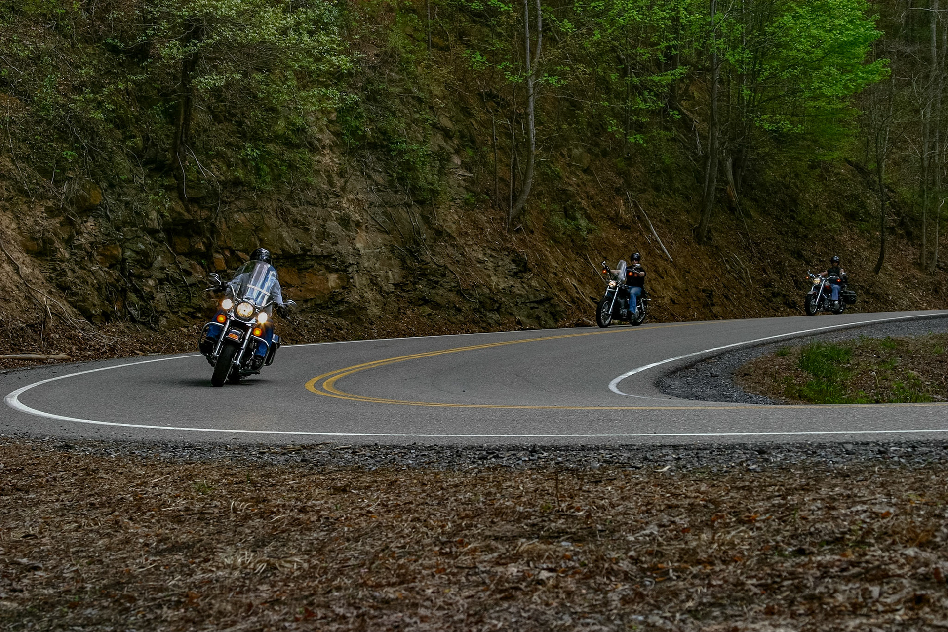Mark Lewis, Caitlin Rockett and I intended to attend Earth Round Up at Maryville College. Along the way, we drove Highway 129 to see the bikes.