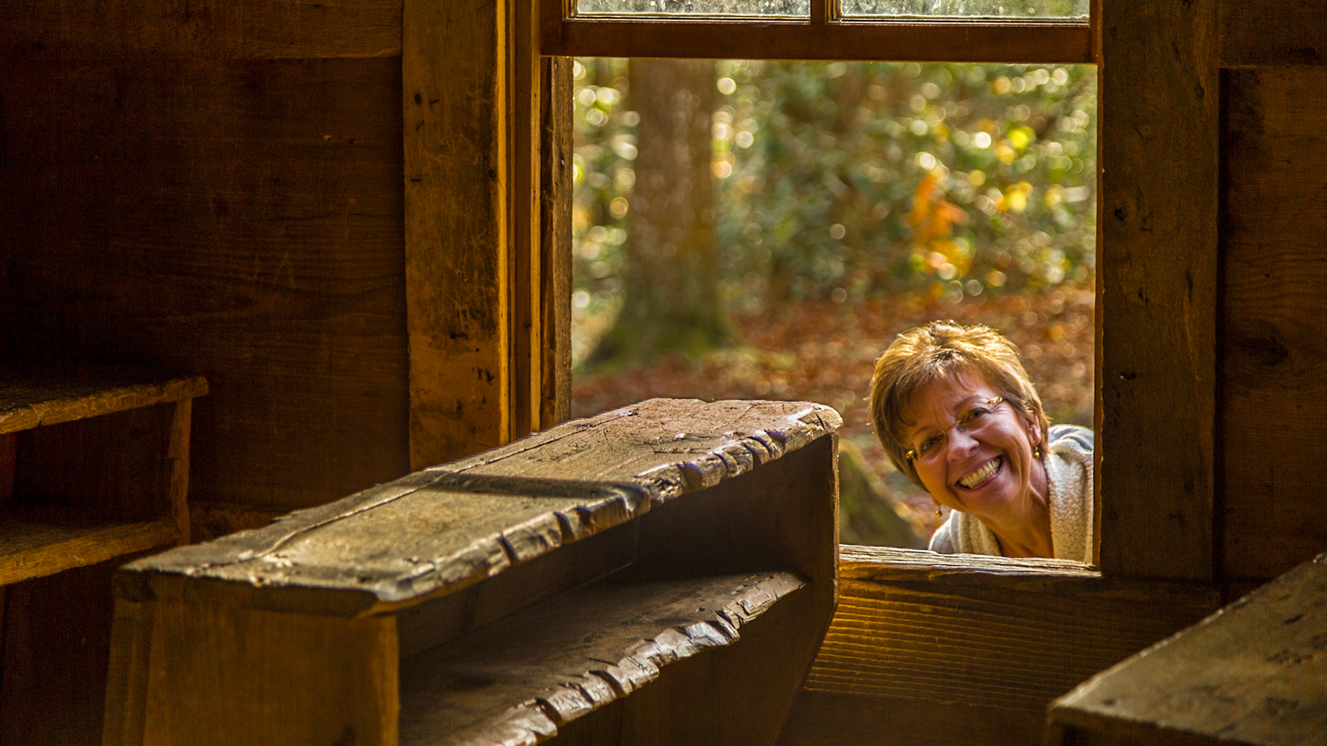 We went for a drive on November 11, 2017 that turned out to include a stop at Little Greenbriar School, near Metcalf Bottoms, in Great Smoky Mountains National Park. Christie Lewis’s smile says it all.