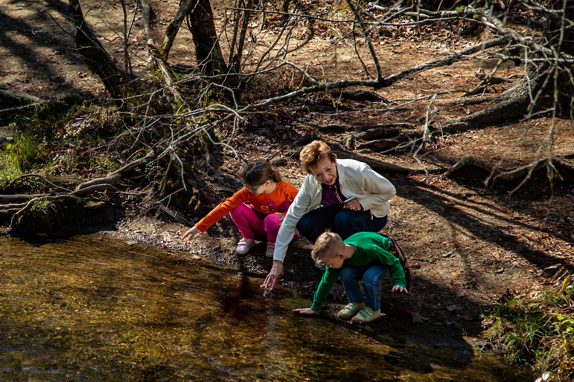 Grammy Playing with Kids at Abrams Creek Trailhead