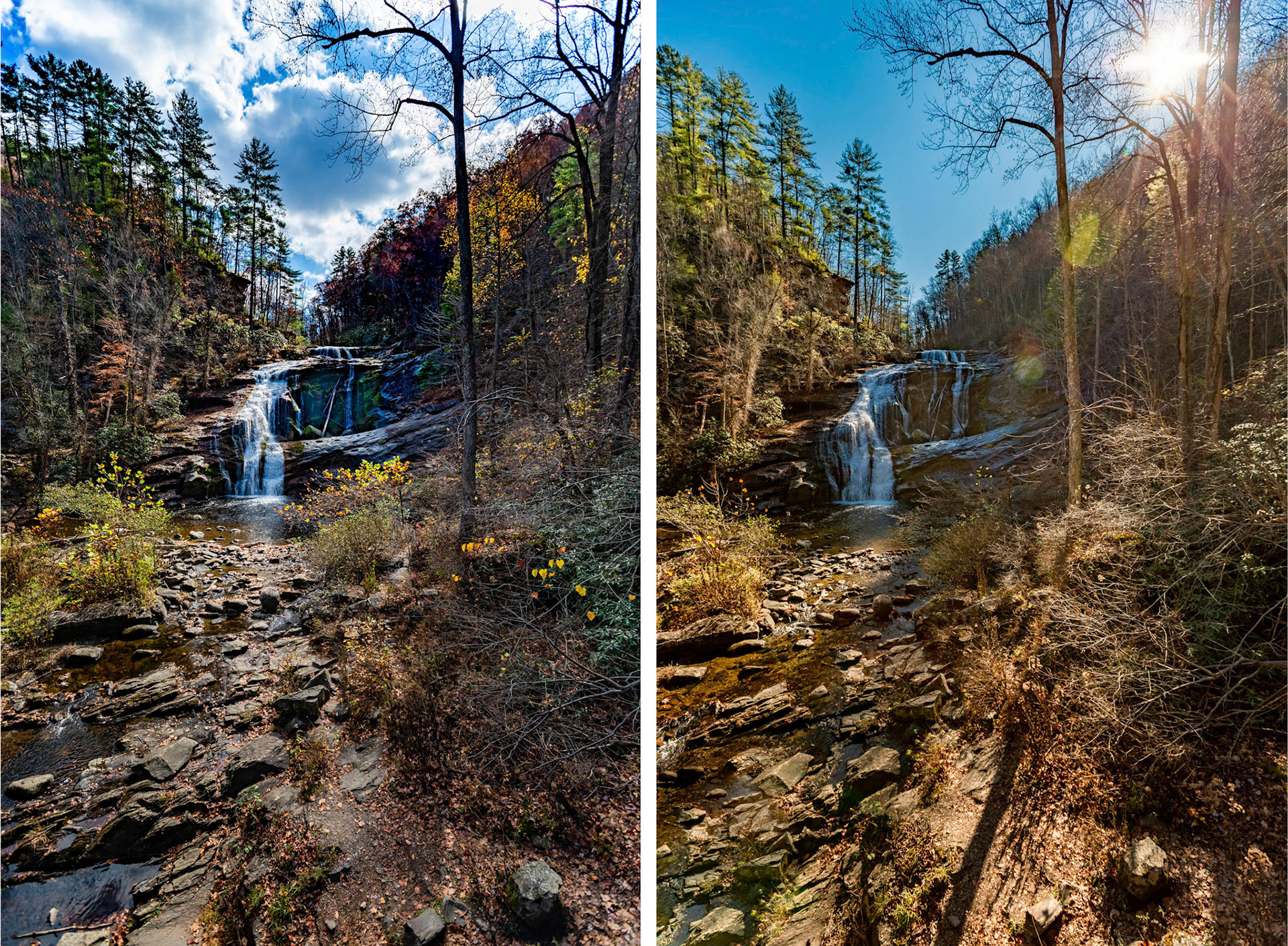 Bald River Falls on November 3 and 18, with considerable rain