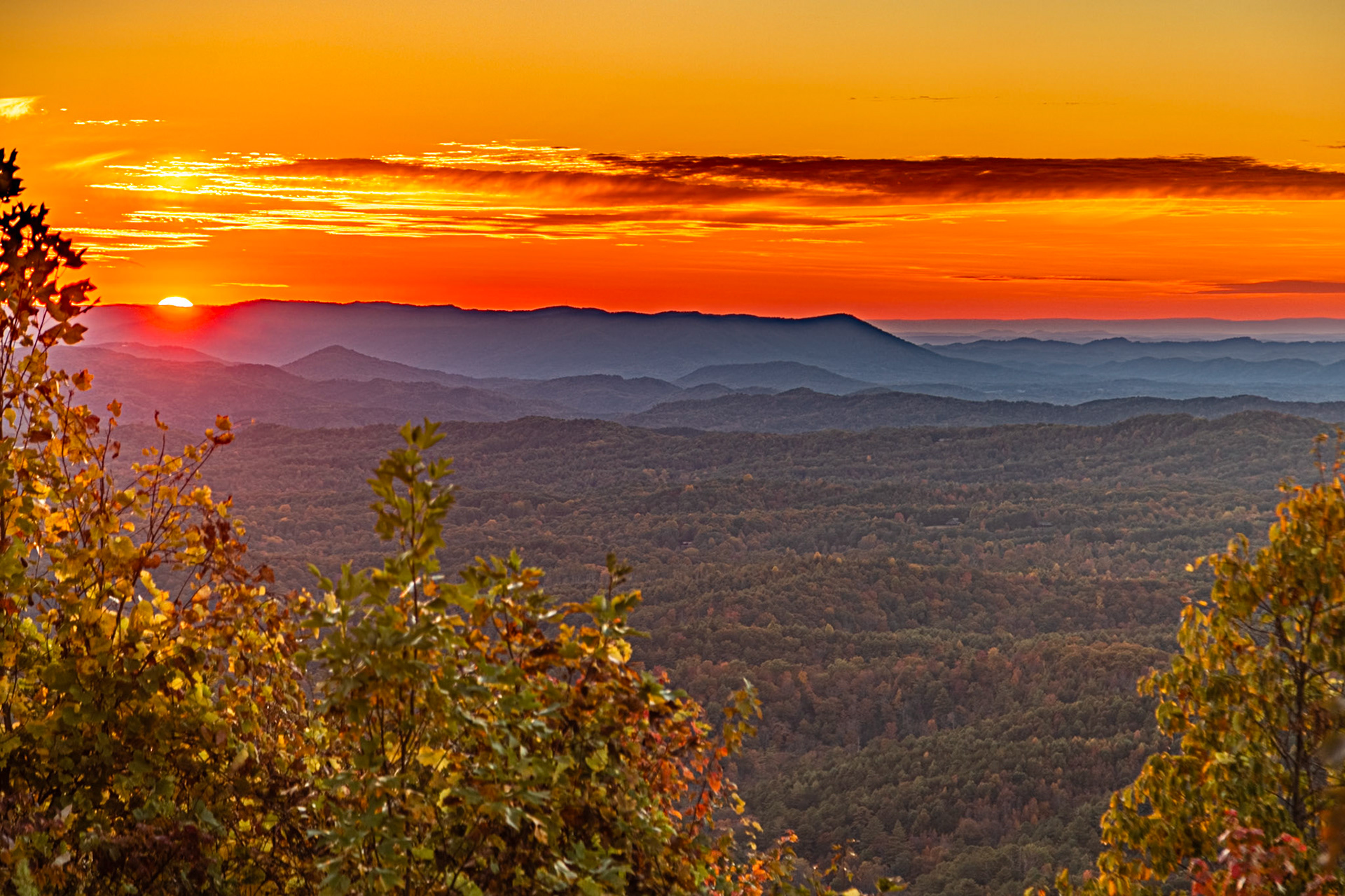 Sunset, Cherohala Skyway, Cherokee National Forest, October 24, 2023