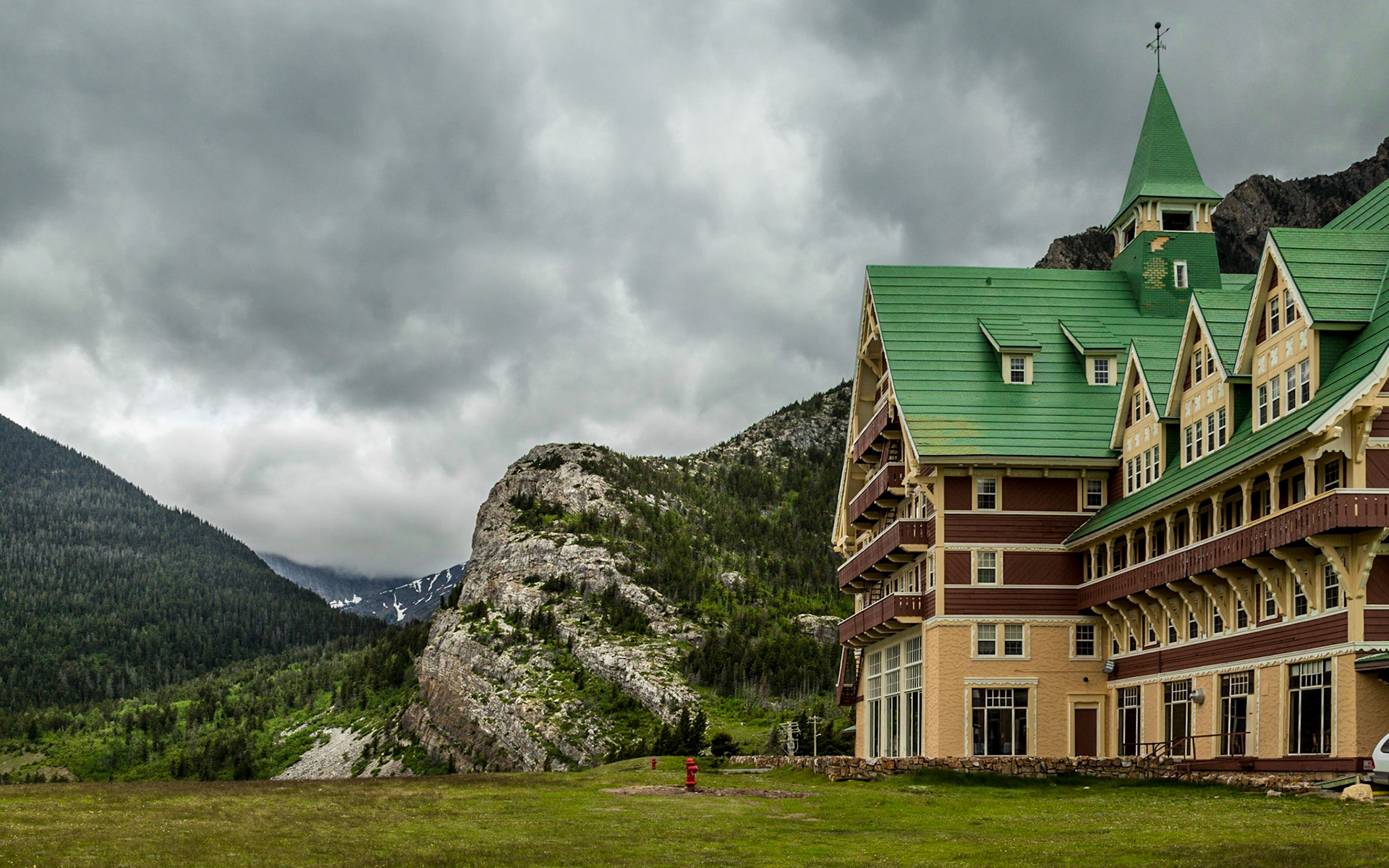 Since the Prince of Wales Hotel was such a sticking feature of the Waterton area, we finally drove up the hill to it.  I am glad we did.  The view from this lawn was beautiful. I remember being in the lobby and gift shop with Christie, when we were there in 2002.