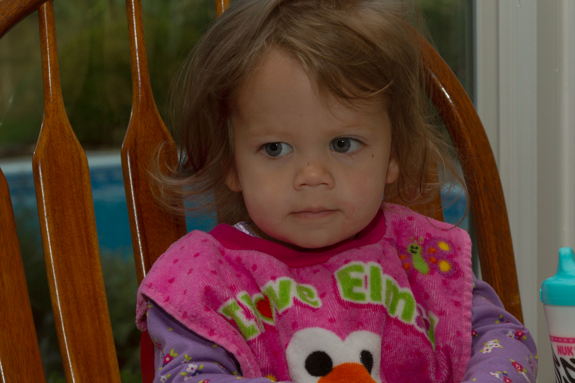 Josephine, Grace and Trever visited for a couple of days.  Oh, their mother came too. Dad was traveling for business.  At breakfast, Josephine was being cute.