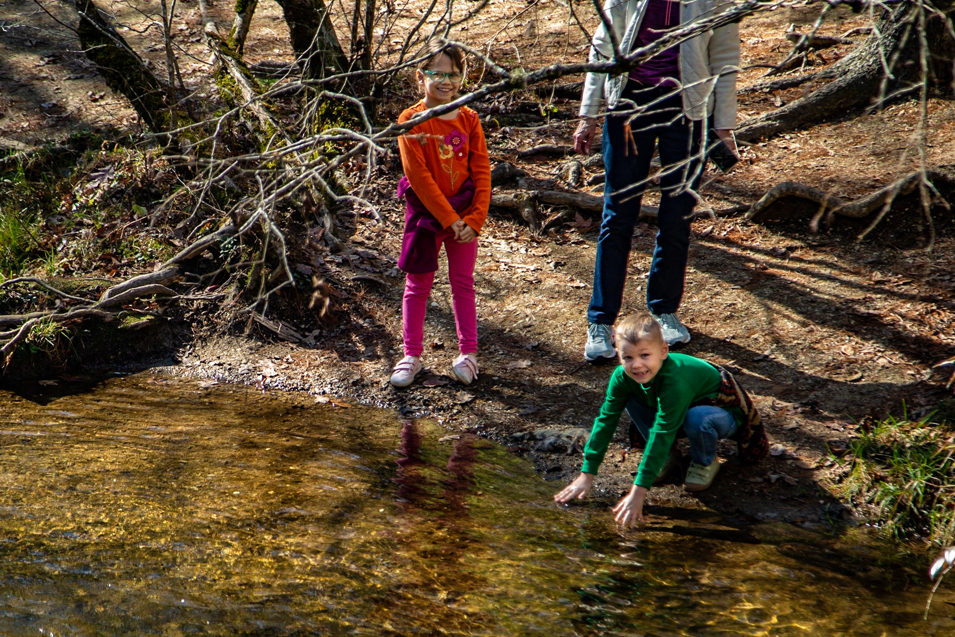 Grammy Playing with Kids at Abrams Creek Trailhead
