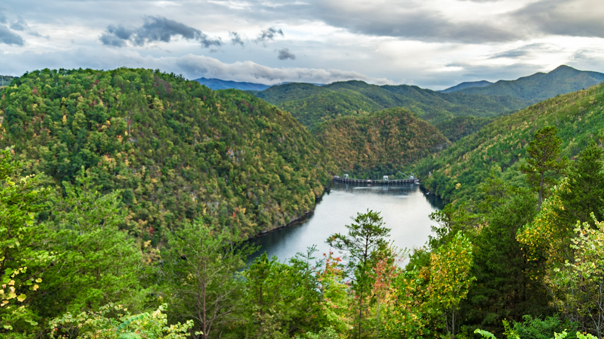 October 6, 2017 Christie was out of town for her forty-fifth high school class reunion.  I went on a drive for photography, just as fall color started to show.  It was a good day for this kind of trip, with good landscapes and a few vintage cars at First Baptist Church in Farragut, followed by the Cherohala Skyway and Fontana Dam.