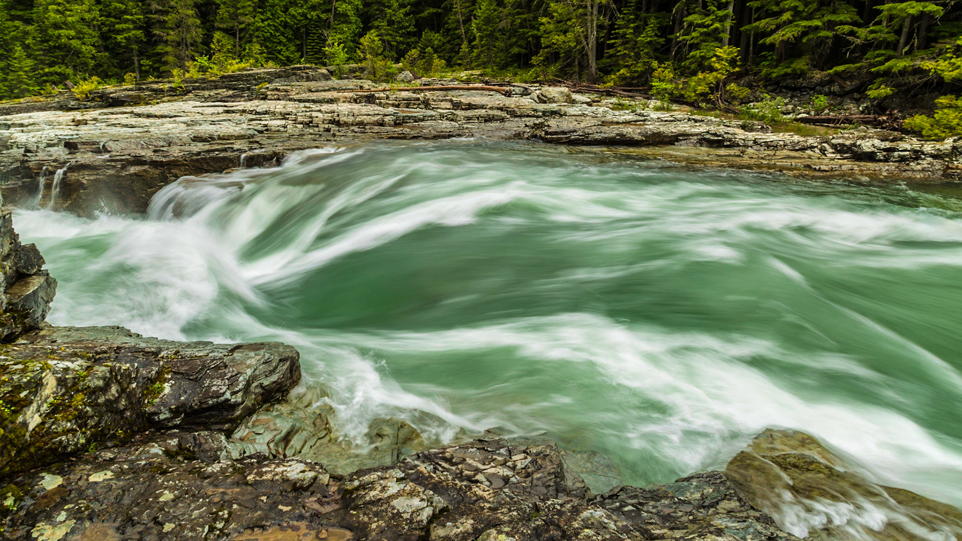 On our first evening on the ground, we drove from the Kalispell, MT airport to Whitefish, then into Glacier National Park along Lake McDonald and McDonald Creek. An interesting waterfall got us out of the car. My best image from the stop was Mark looking very professional as he worked on his shots of the falls.
