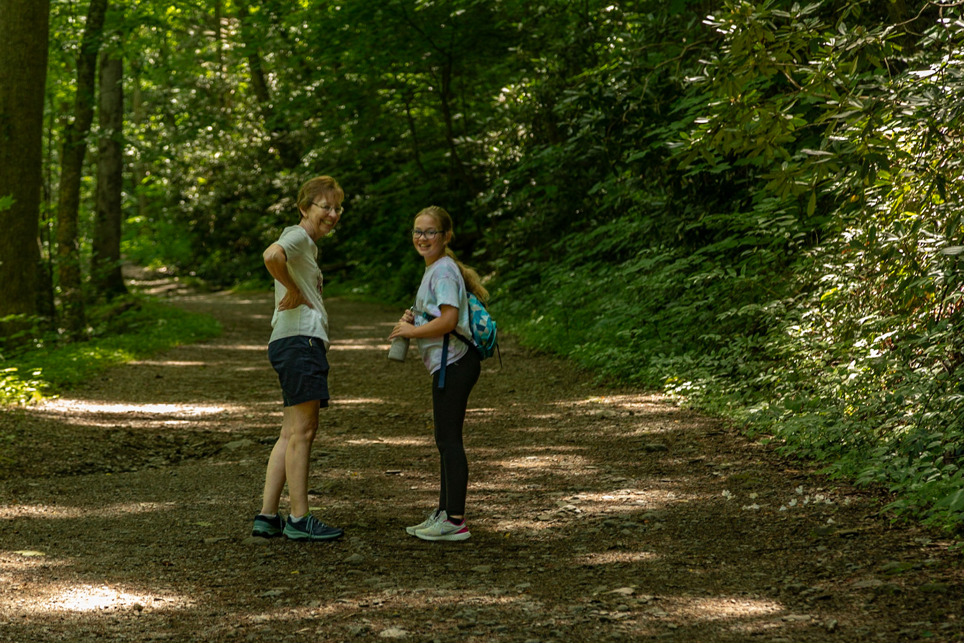 Grammy &amp; Sophia on Middle Prong Trail
