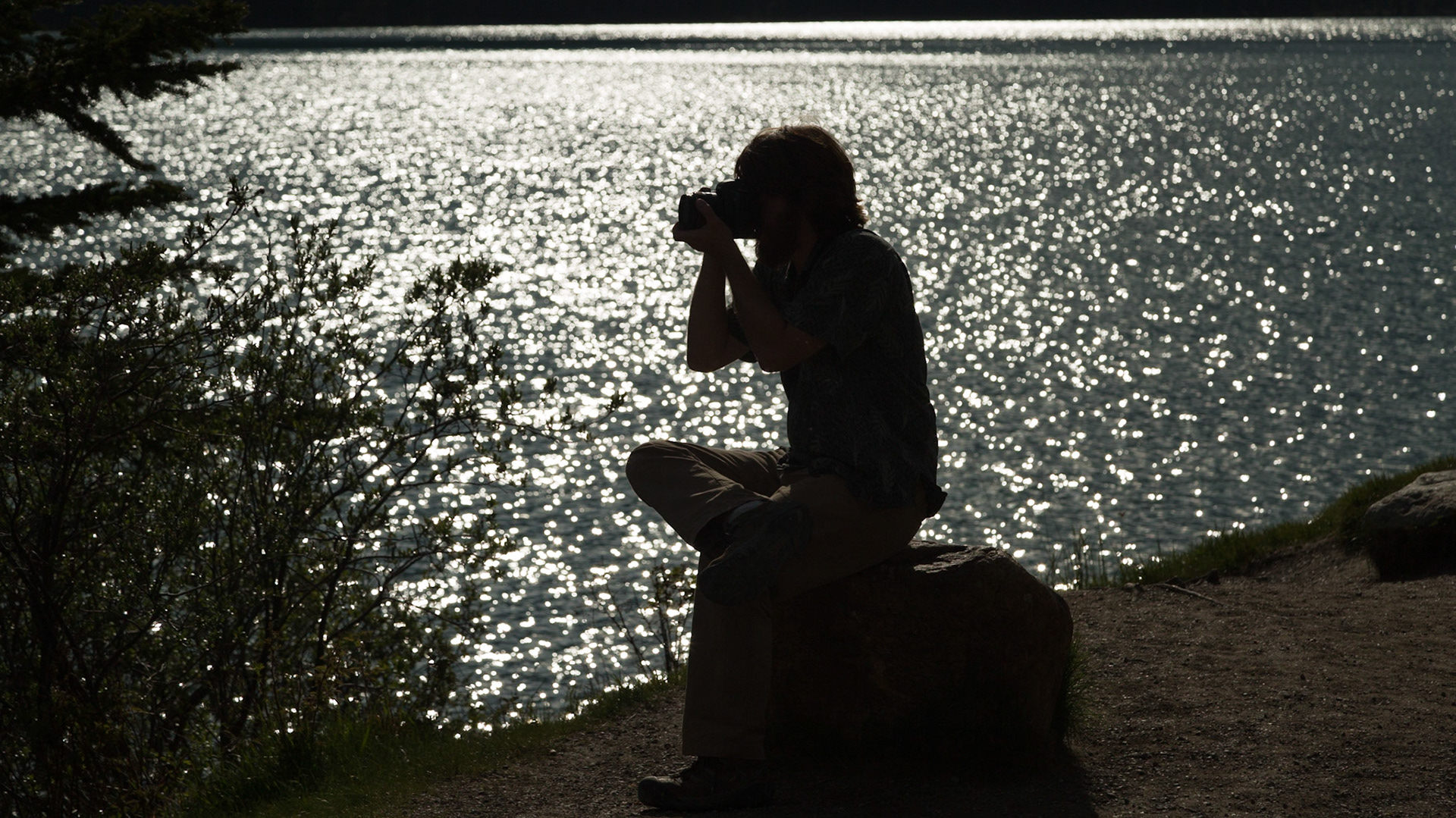 The Icefield Parkway hugs the shore of Waterfowl Lake.  The water color was beautiful, with greenery and mountains to make a wonderful stop. It was 6:45 PM and we had a long way to go for our night south of Radium Hot Springs, but this was worth a little time.