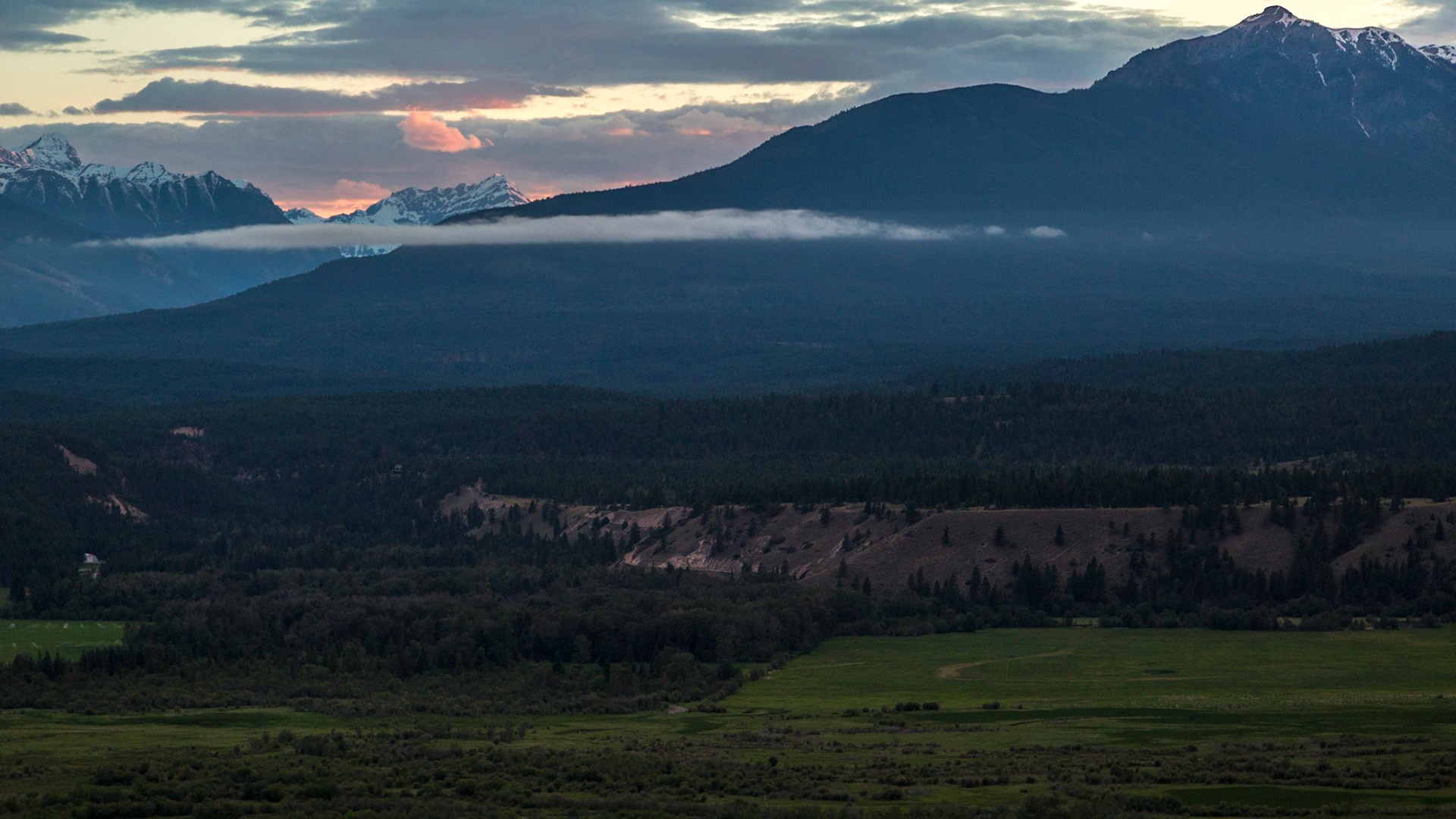 It was getting late. Although we left Jasper, AB relatively early, we had stopped a lot. Radium Hot Springs, BC was still some distance from our next hotel in Invermere, BC. Mark looked over his shoulder and became certain we should turn around for a series of sunset shots.  I am very glade he didn't let us pass this.