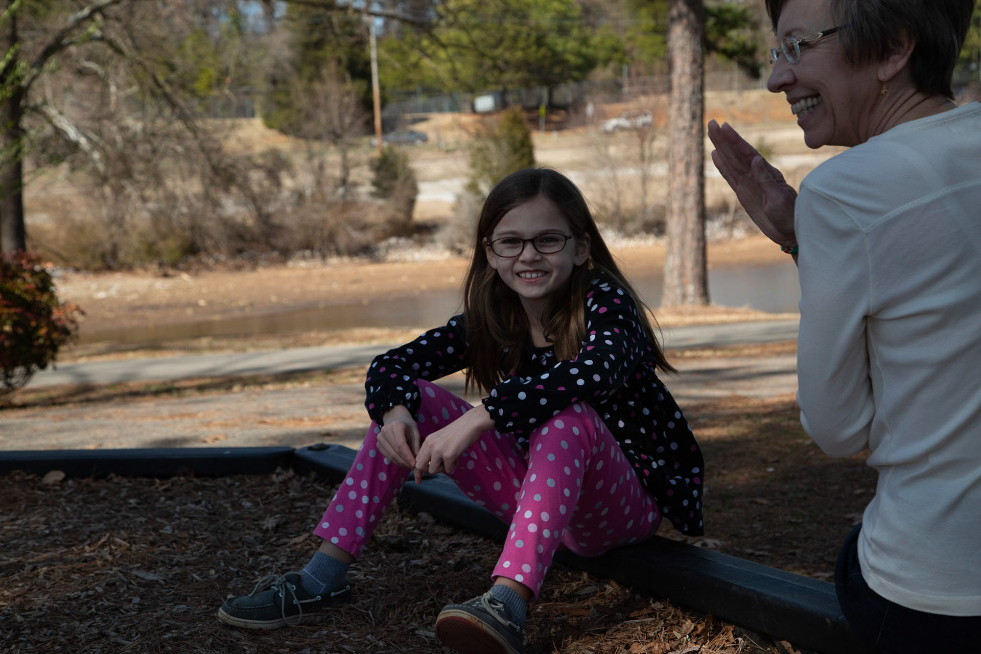This afternoon was Josephine's turn.  We went to The Cove, where there is playground equipment for her.