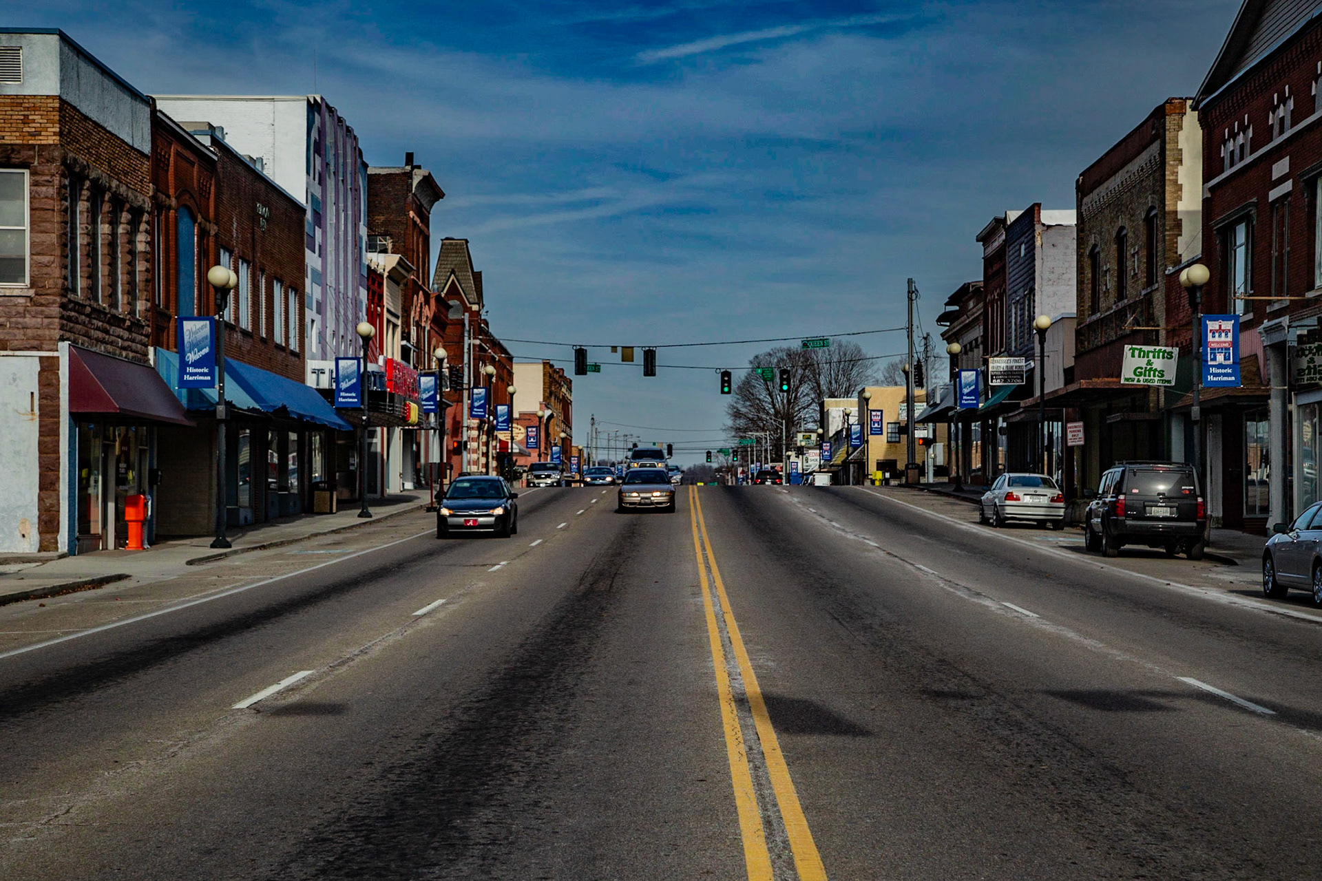 Harriman, Tennessee, January 26, 2014, On Sunday, I finally made a trip to walk the main street of Harriman. Several years ago, I noticed the classic buildings. It seems this street could be used for a movie that needs such background material.