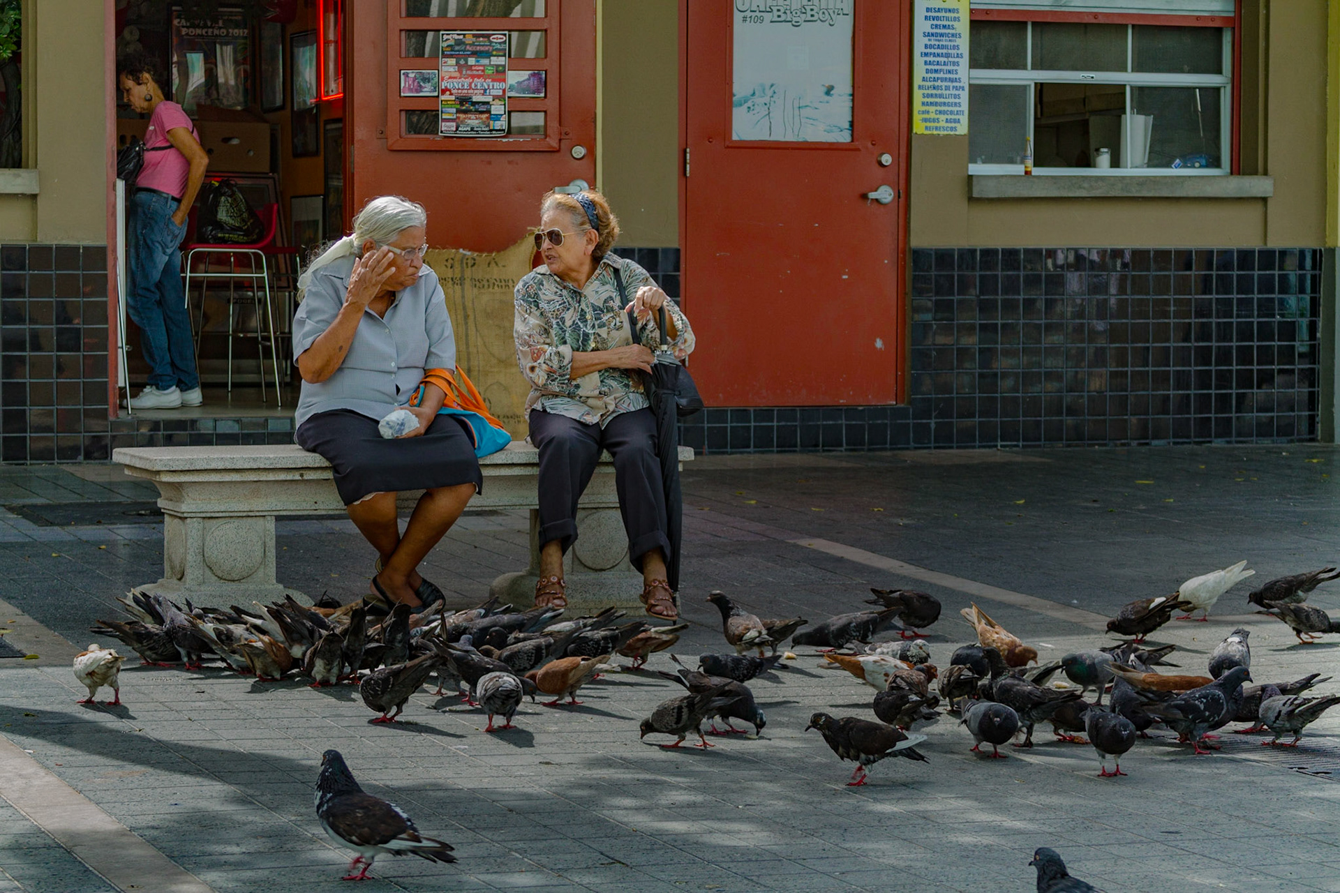 People along the walk from our car to Plaza Degetau