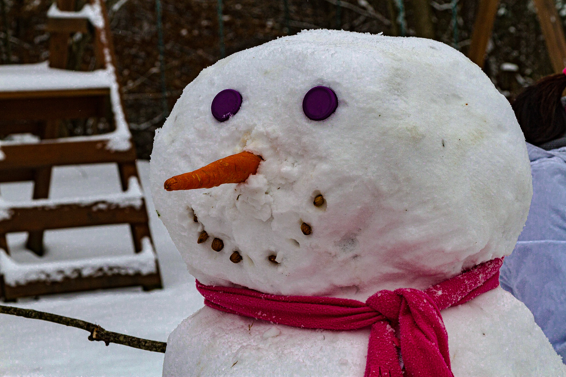 Stopped by for Coit and Danielle's house for quick visit.  They were making a snowman.