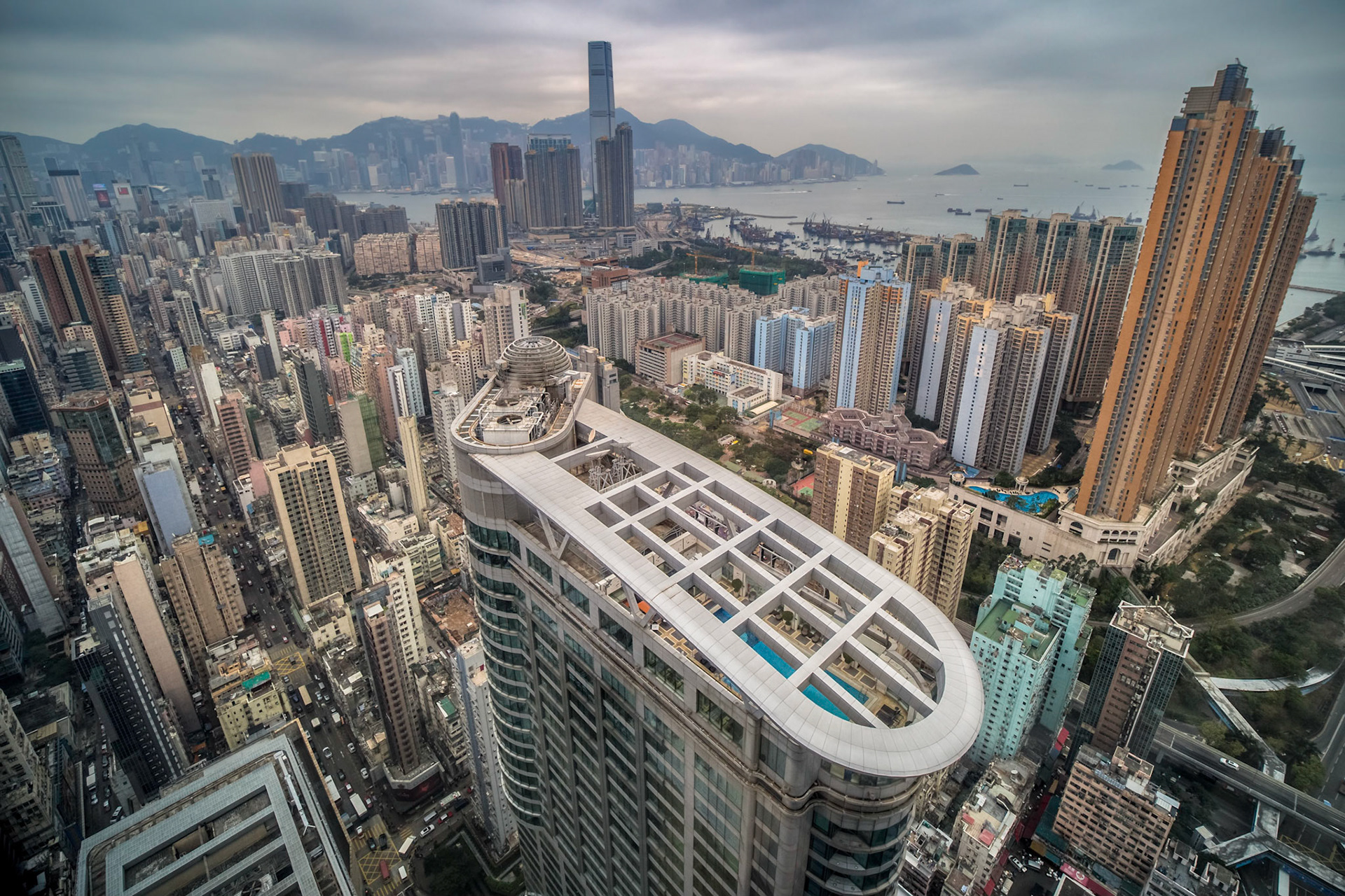 View from Langham Place's 53rd floor, quite a difference from the low buildings here in The Netherlands!