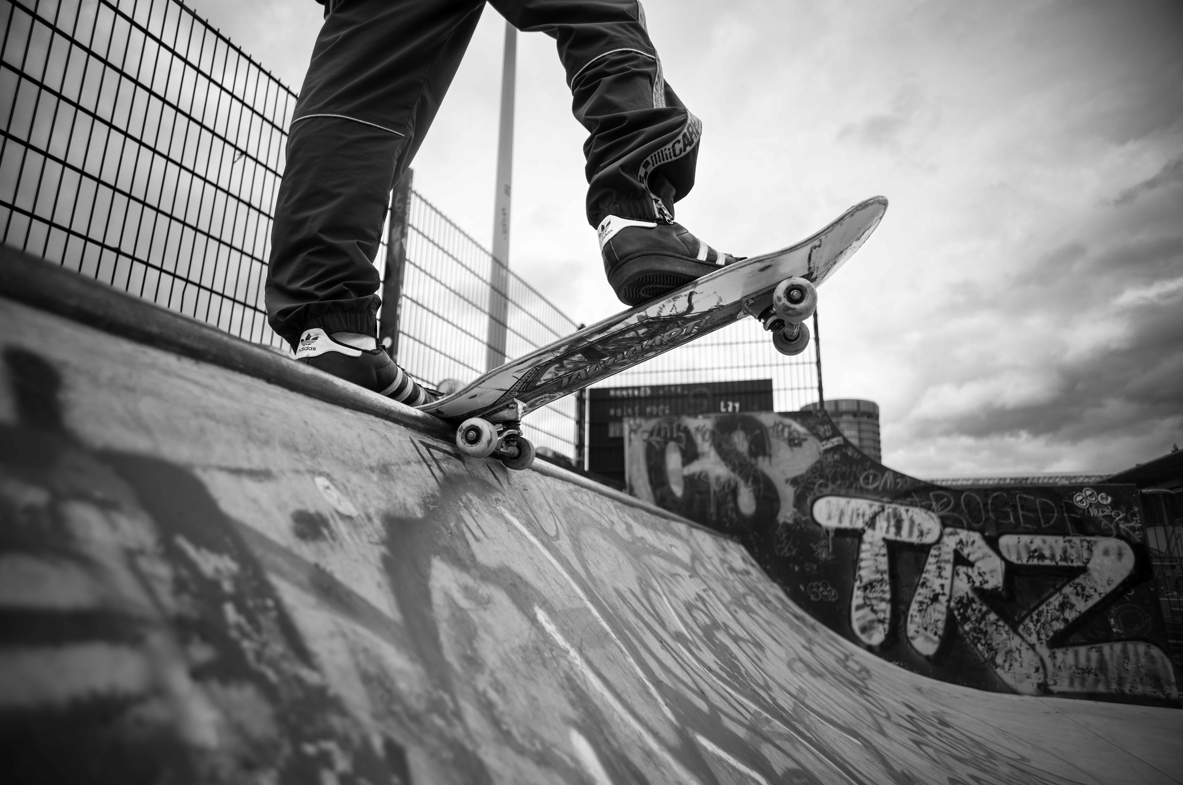 Waiting for the right timing of skateboarder Ramirez at Purple Park Basel by Carmine Castelli