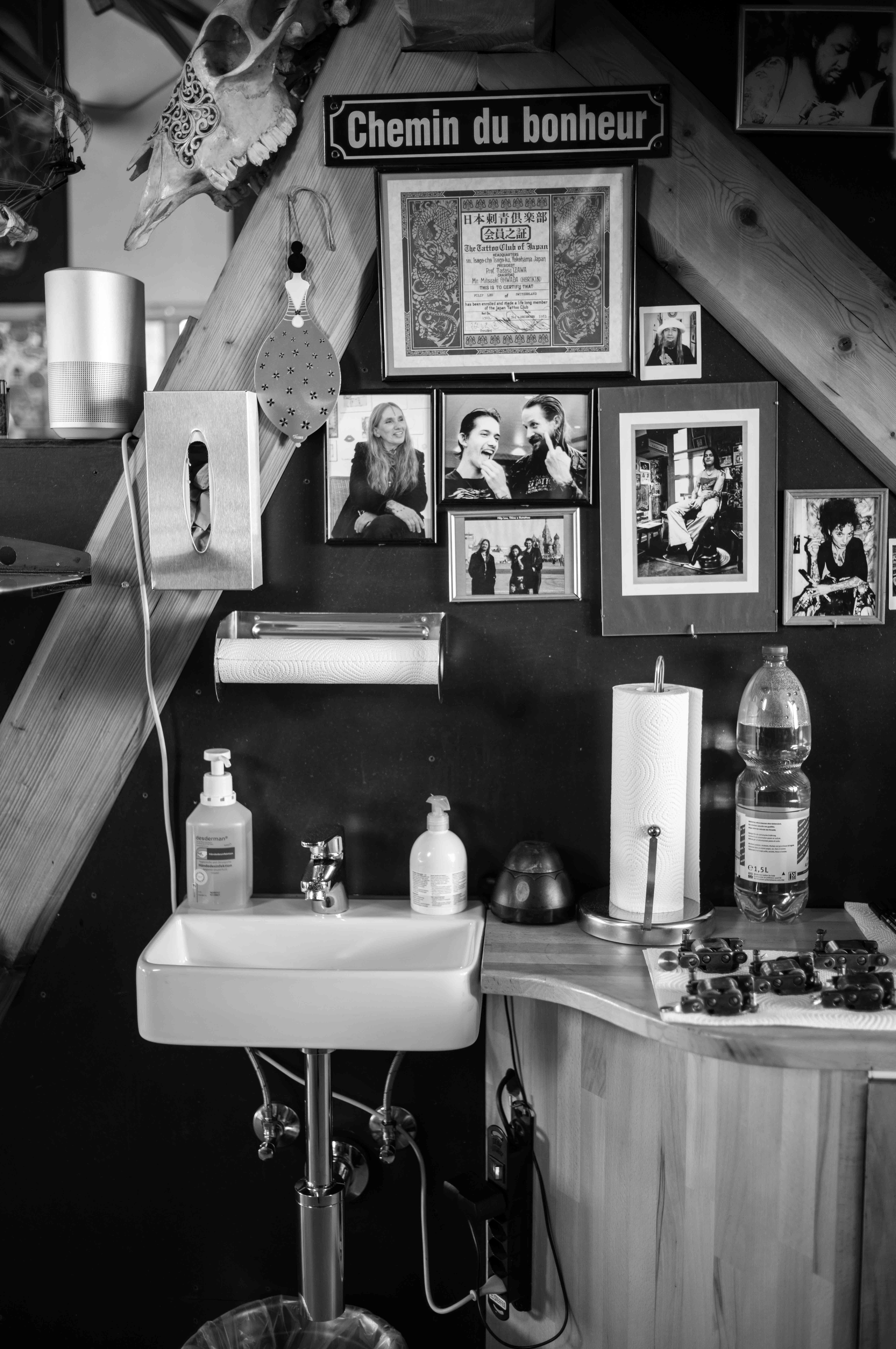 Tattoo tools disinfected in preparation for Filip Leu's next tattoo session