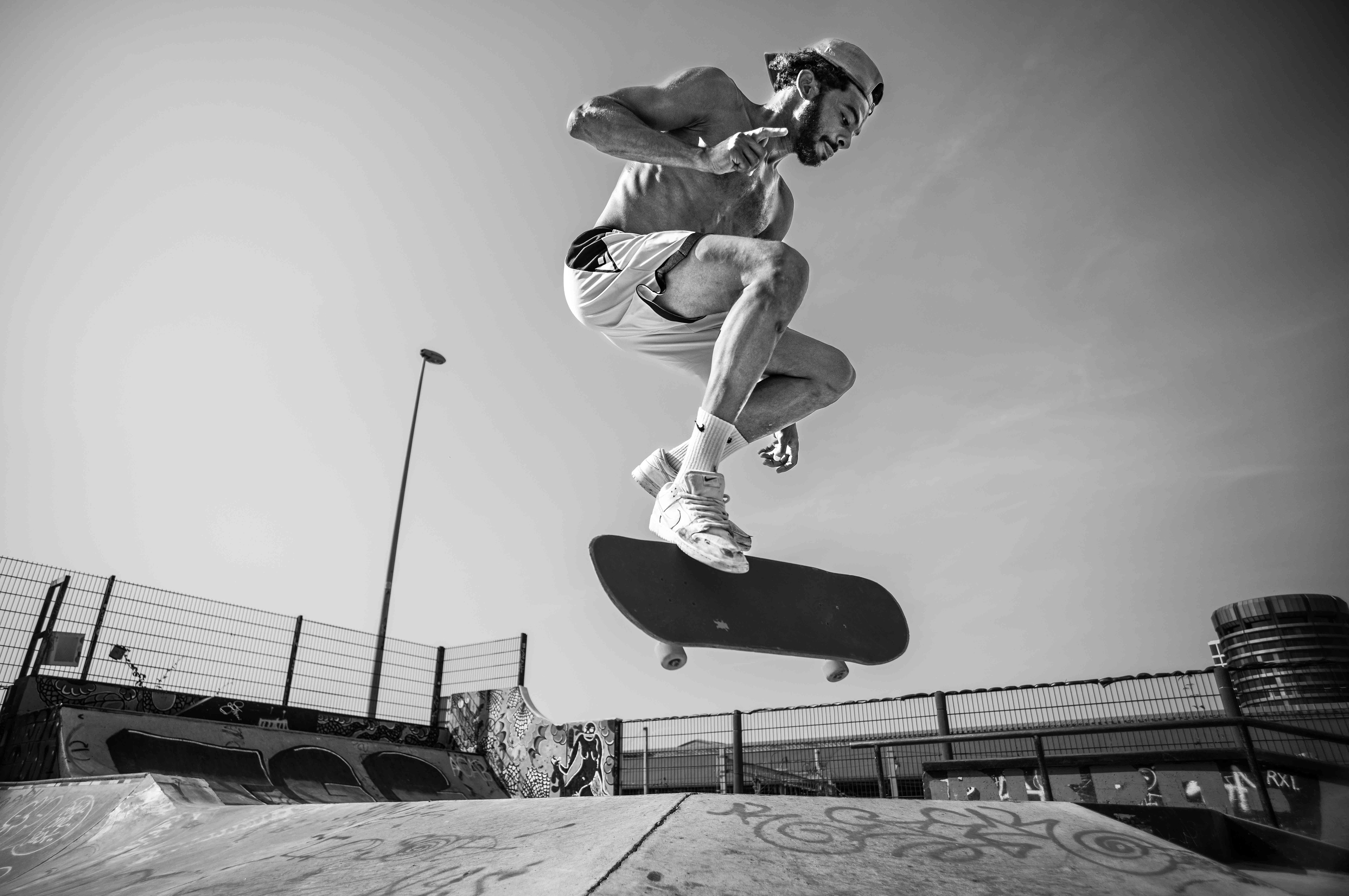 Skateboarder Kevin making is trick at Purple Park Basel by Carmine Castelli