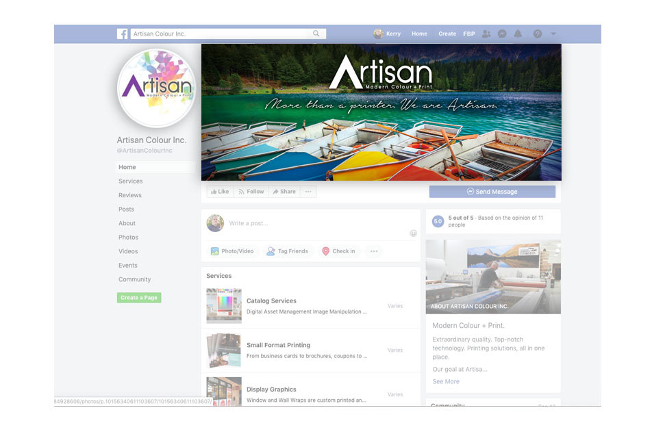Artisan Printing Facebook icon & header