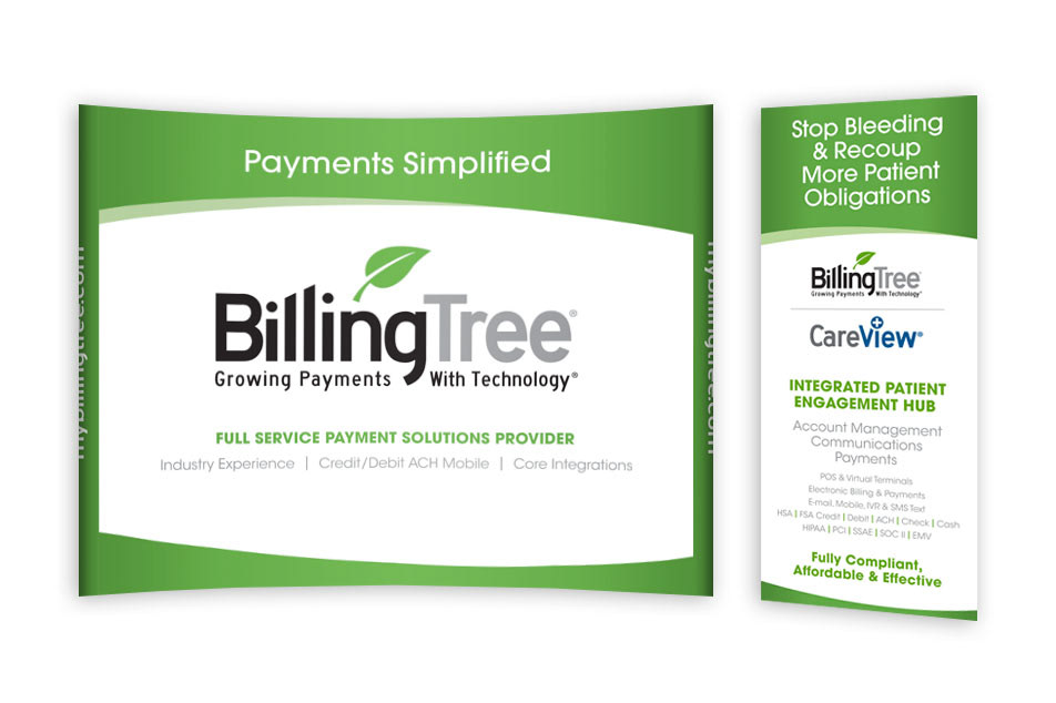 BillingTree curved booth & banner stand