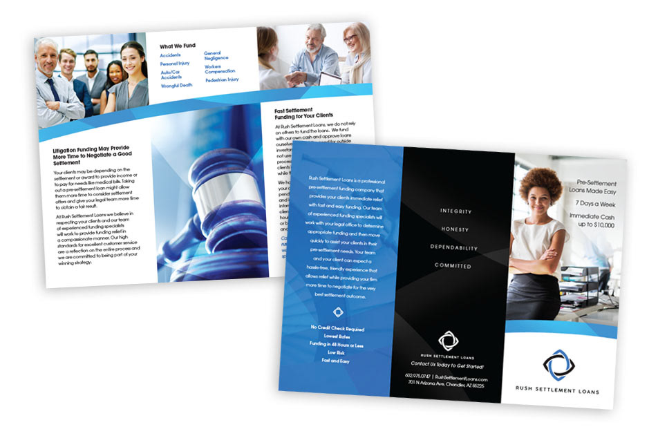 Rush Settlement Loans trifold brochure