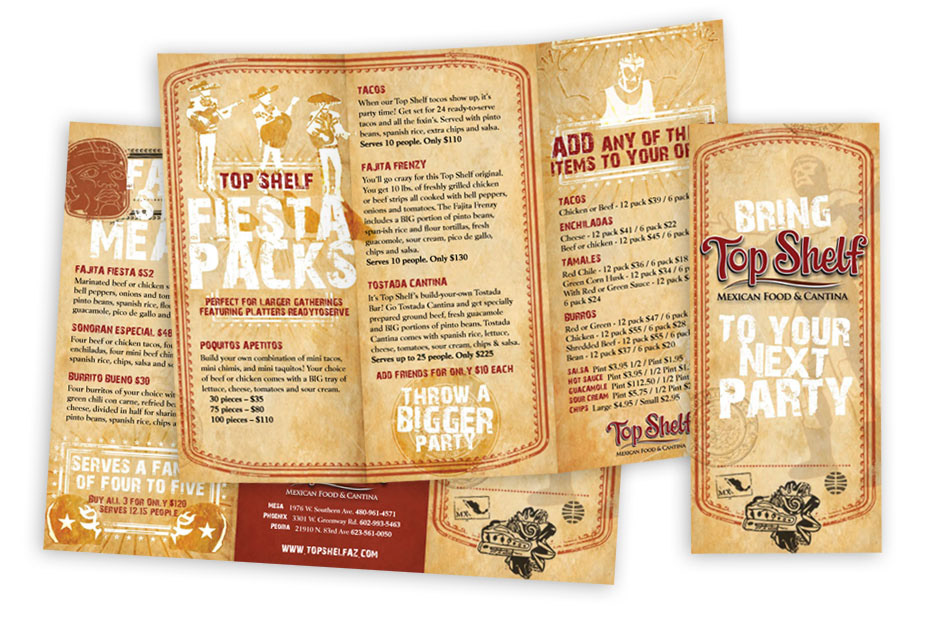 Top Shelf trifold togo menu