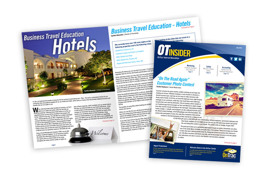 OnTrac monthly newsletter
