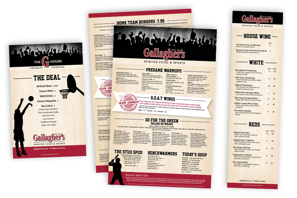Gallagher's menu set