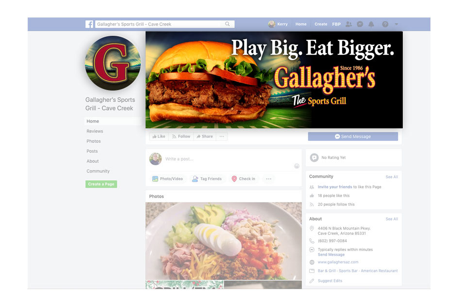 Gallagher's Eat Bigger Facebook icon & header