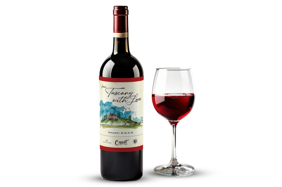 Crust Simply Italian Tuscany wine bottle label