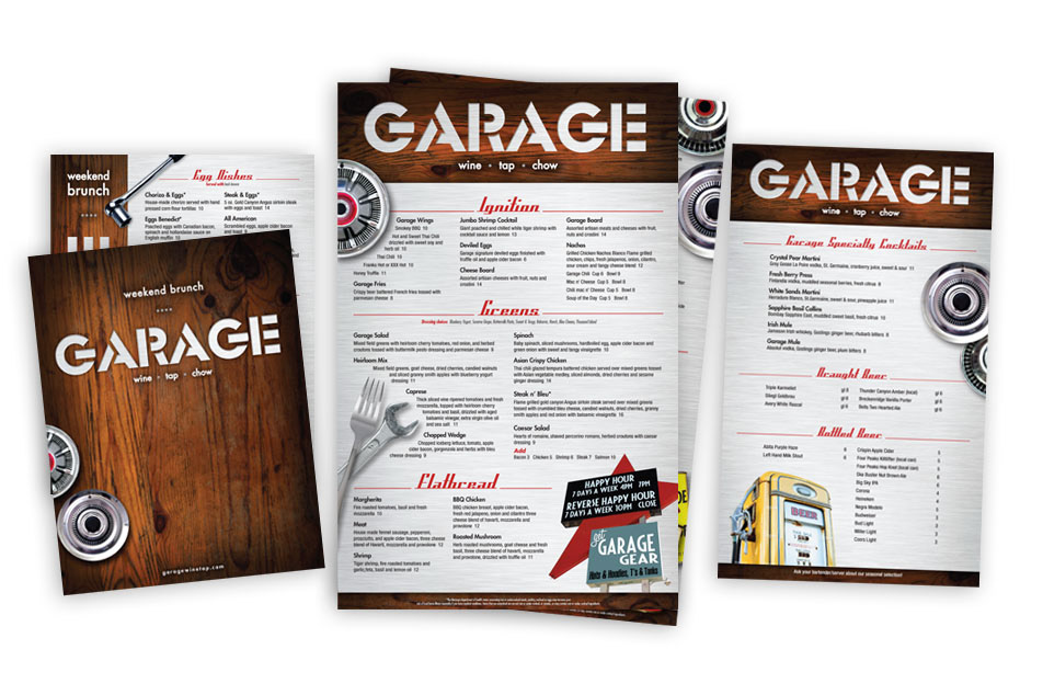 Garage Wine & Tap Menu Set