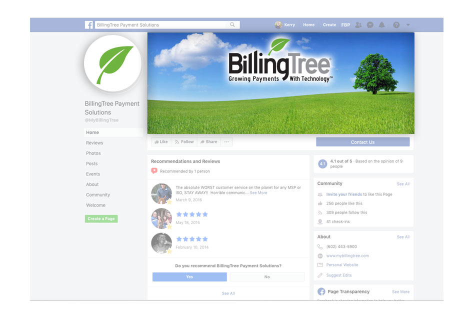 BillingTree Facebook icon & header