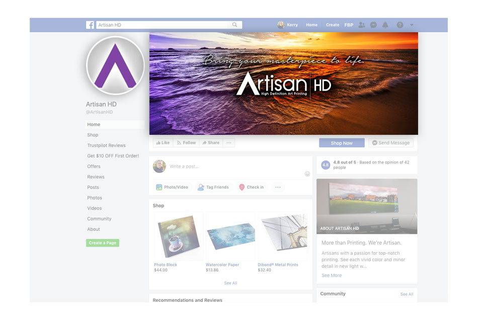 Artisan HD Facebook icon & header