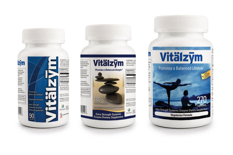 Various Vitalzym product labels