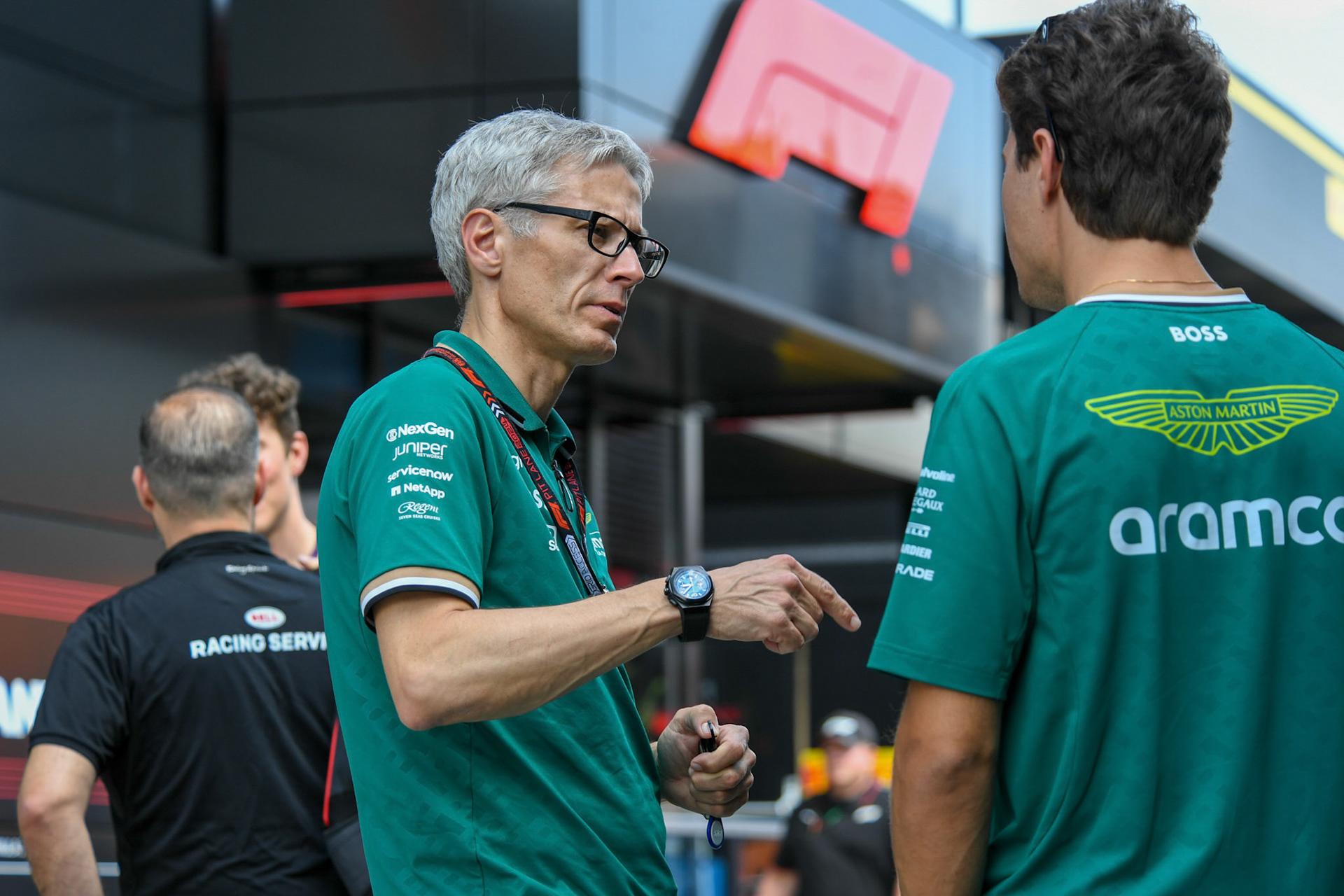 Mike Krack, Teamchef Aston Martin Aramco F1 Team und Felipe Drugovich;Formel 1 Budapest / Ungarn, 20.07.2024