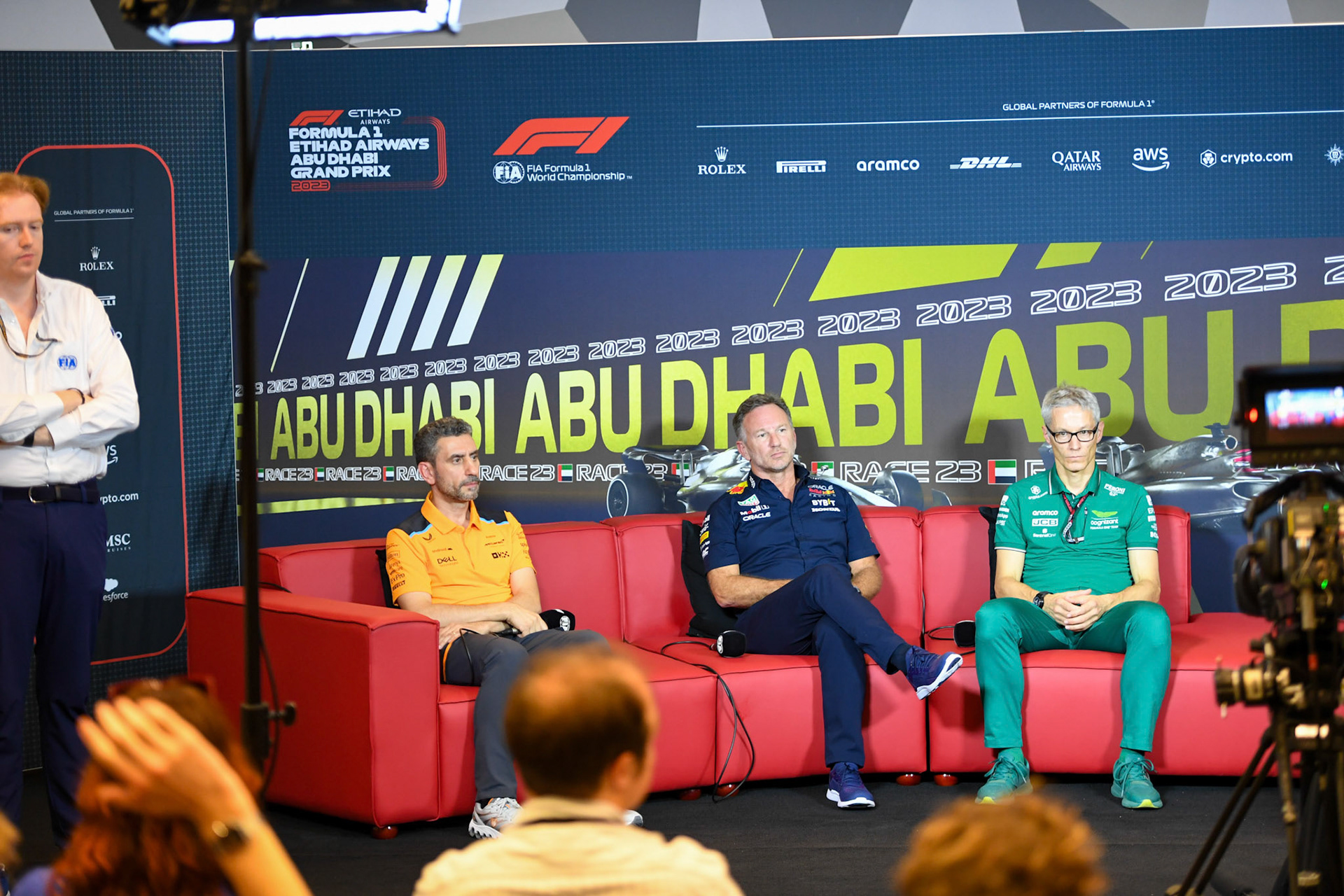 Pressekonferenz mit Andrea Stella, Christian Horner und Mike Krack; Formel 1 GP Abu Dhabi. Freitag 24.11.2023