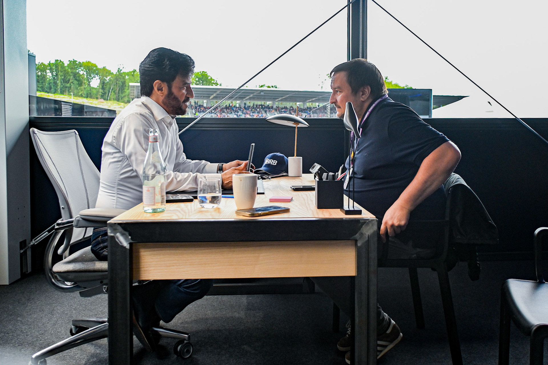 Mohammed bin Sulayem im Interview mit Christian Nimmervoll; Formel 1 GP Spa Francorchamps/ Belgien. Samstag, 29.07.2023